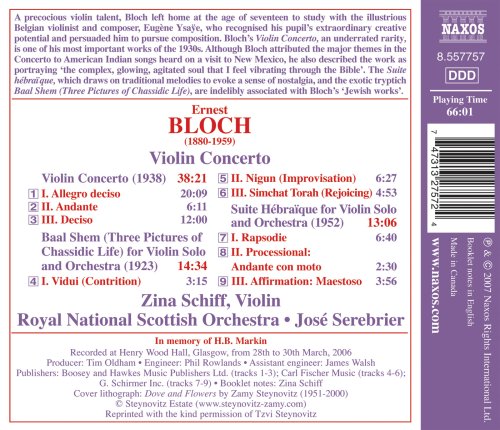Cover image : Ernest Bloch: Violin Concerto; Baal Shem; Suite Hébraïque