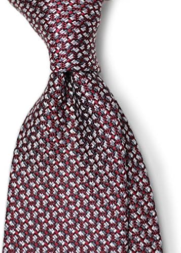 New Men's Difou Handmade Wool-Silk Neck Ties in Textured (Red Wine)