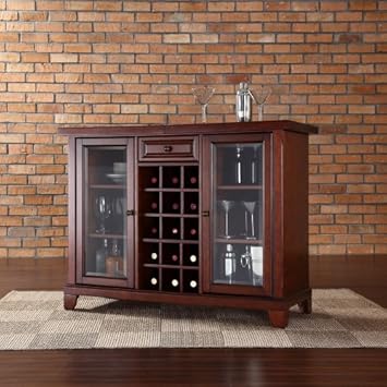 Crosley Furniture Newport Sliding Top Bar Cabinet in Vintage Mahogany Finish Crosley Furniture Newport Sliding Top Bar Cabinet in Vintage Mahogany Finish