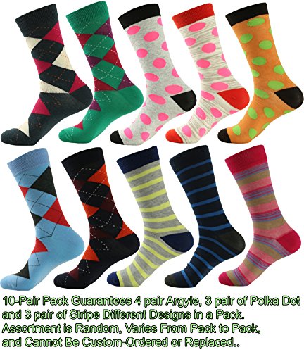 Mens Designer Dress Socks 10 Pair