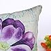 European Style Decorative Purple Flower Cotton Linen Waist Throw Pillow Case Pillow Cover Home Seat Cushion