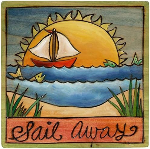 Sticks Furniture - Assorted Wood Square Plaques 7" x 7" PLQ001 (Sail Away)