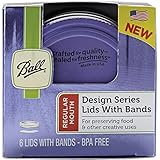 Ball Design Series Lids and Bands (6 lids and bands) Purple. BPA Free