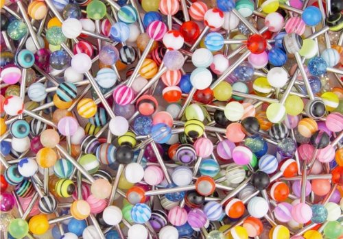 20 Assorted Surgical Steel Barbell Tongue Rings 14 Gauge