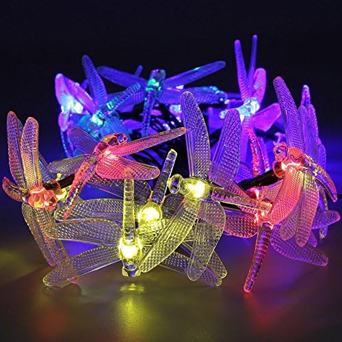 Vennas 20 LED Fairy String Lights Solar Multi Colour Dragonfly for Outdoor Pation Party Wedding Holiday Decoration Waterproof