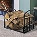 Pure Garden 50-126 Log Storage Rack-Metal Firewood Holder, Black