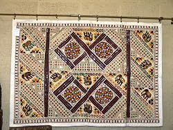 Ivory RED Black Vintage Sari Mirror Wall Hanging Embroidered Tapestry Throw