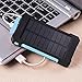Solar Charger, 10000mAh Solar Power Bank with Dual USB, External Backup Battery Pack Solar Panel Cellphone Charger for IOS and Android Cellphones (Blue)