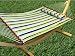 Quilted Fabric Double Hammock with Pillow - Blue/Green Striped