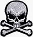 Black & White 2.5 x 3 Skull & Crossbones - Embroidered Iron On or Sew On Patch