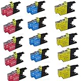 HOTCOLOR Value Bundle 15 Color Cartridges (5 CYAN + 5 MAGENTA +5 YELLOW) LC75/LC79 LC-75 Ink -BrotherMFC-J430W,MFC-J5910DW,MFC-J625DW,MFC-J6510DW