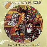 Favor Bits and Pieces 500 Piece Round Puzzle Gisela Buomberger Family Hour Cats Kittens #01-5354