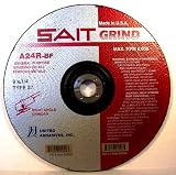 SAIT 20090 Type 27 9-Inch x 1/4-Inch x 7/8-Inch 6600 Max RPM Grade A24R Long Life Depressed Center Grinding Wheels - 25 Pack