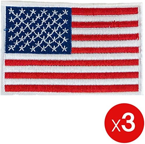 3x American USA United States Flag Embroidered Iron on Tactical Patches by PrimePatch