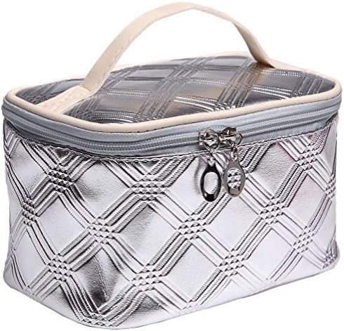 Cosmetic Bag Makeup Train Case Travel Makeup Organizer Case Small Makeup Bag With Mirror Sliver