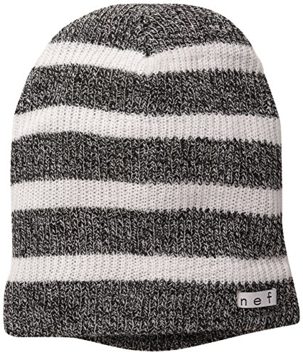 neff Men's Daily Stripe Beanie, Black/White Heather/White, One Size