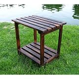 Outdoor patio side table cedar wood brown finish rectangle Adirondack 20x14 - B001ISTG9O