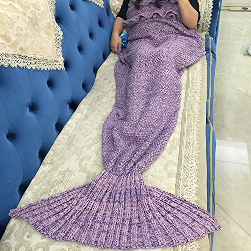 BTOZ Handmade Mermaid Tail Blanket for Adults,Warm Sofa Quilt Living room blanket for Adults and Kids 190cmX90cm（74.8 inch x35.4 inch ) (788 Pink)