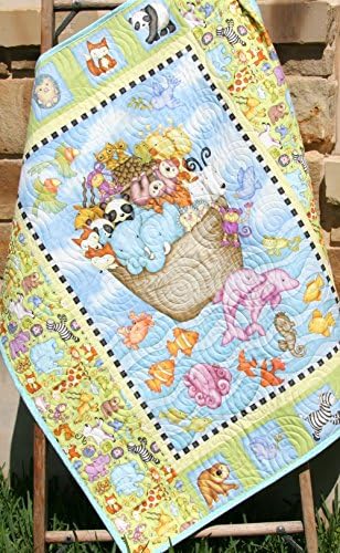 Noah's Ark Baby Quilt Homemade Boy or Girl Unisex Gender Neutral Blanket Monkey Elephant Giraffe Panda Bear Fox Fish Zebra Biblical Crib Bedding Nursery Décor Infant Child Quality Handmade