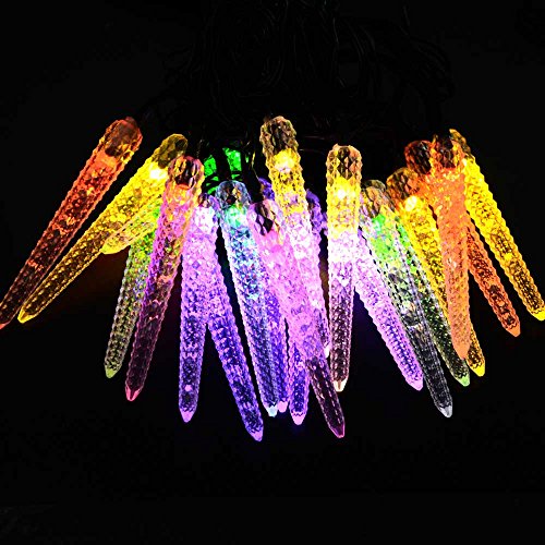 LUCKLED Icicle Solar Powered String Lights, 16ft 20LED Fairy Christmas Lights Decorative Lighting for Indoor/Outdoor Decor, Garden, Home, Patio, Lawn, Party and Holiday Decorations(Multi-Color)