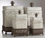 Atique Style White Glazed Ceramic Kitchen Canister Set of 4