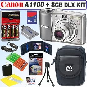 Canon PowerShot A1100IS 12.1 MP Digital Camera (Silver) + 8GB Deluxe Accessory Kit by Canon