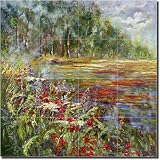 After the Rain by Ginger Cook - Tuscan Landscape Ceramic Tile Mural 24