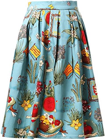 Women's Vintage 50's Style Knee-Length Rock 'N' Roll Full Circle Skirt 18 Patterns (XXX-Large, 6#)