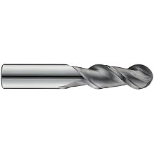 Niagara Cutter AB245 Carbide End Mill for Aluminum, TiCN Coated, 2 Flutes, Ball End