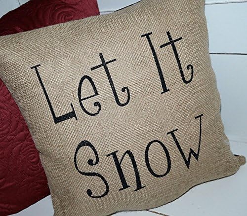 16x16" Burlap Winter or Christmas Pillow - Let it Snow