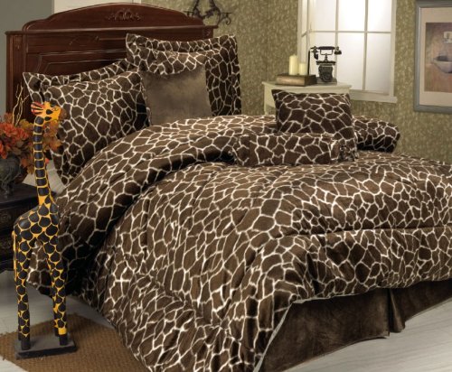 7Pcs Queen Giraffe Animal Kingdom Bedding Comforter Set