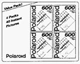 600 Instant Color Film (3-1/4 x 3-3/4), 10 Exposures/Cartridge, 4 Cart./Pac