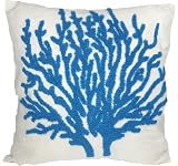 Decorative Flora Coral Embroidery Throw Pillow 18" Blue