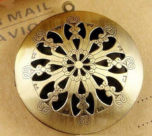 5 Antique Bronze Pendant Charm Locket Filigree