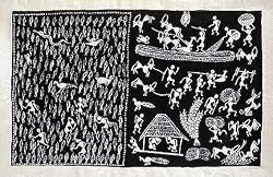 Warli Painting Tribal Art for Asian Decor 19 x 12 inches (warli126)