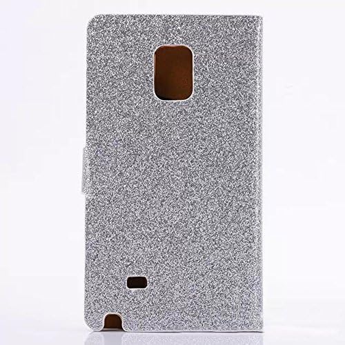 Weview(TM)Note Edge Case, Samsung Galaxy Note Edge N9150 Soft Leather Electroplating Glitter Slim Wallet Cover - Credit Card, ID Holders+free Black Stylus+Two Screen Protectors +Fishbone Cable Winder(Silver)