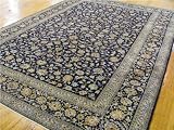 10'0 x 13'10 Navy Blue Persian Hand Knotted Wool Kashan Rug
