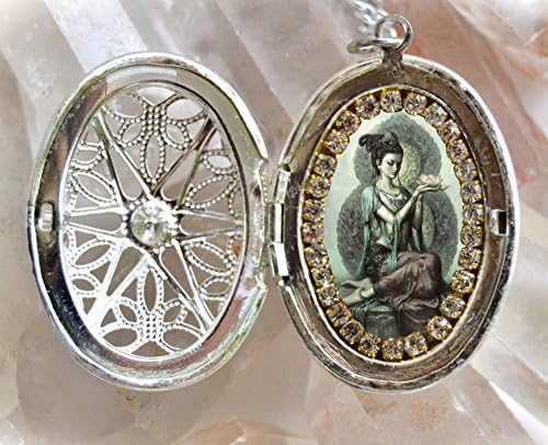 Kuan Yin Goddess of Mercy and Compassion Locket Handmade Necklace Jewelry Medal Pendant
