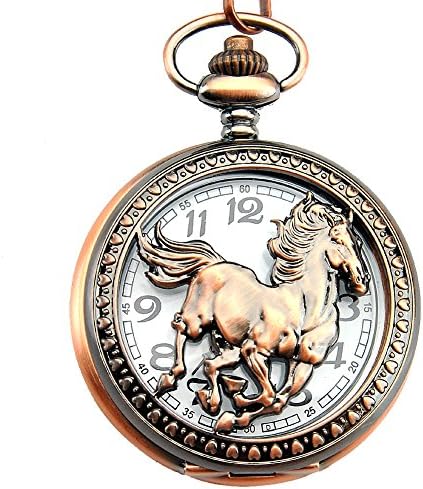 WogKok® Men Pocket Watch Galloping Robust Horse with Chain for Boy
