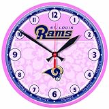 NFL St. Louis Rams Round Clock "Pink Background"