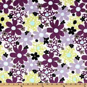 60-Wide-Kaufman-Minky-Cuddle-Dots-Daisies-Tiffany-Violet-Fabric-By-The-Yard