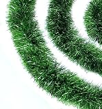 12 Soft & Sassy Green Christmas Tinsel Garland - Unlit