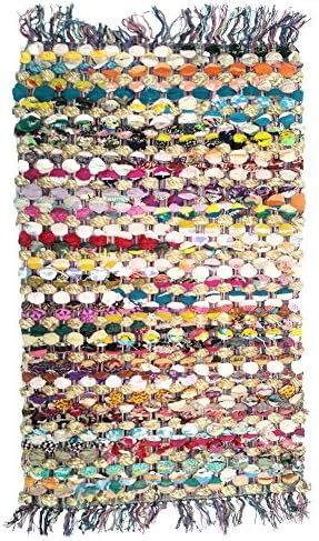 Country Rag Rug, Thick, Hand Woven, Multi Color, 24" x 36"