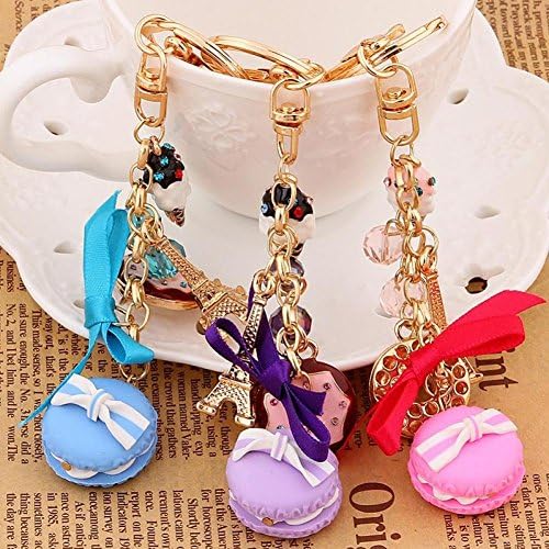 Love trees Creative keychain!Charms Cake Macarons France LADUREE bag key chain ring holder keyring women handbag Jewelry birthday gift