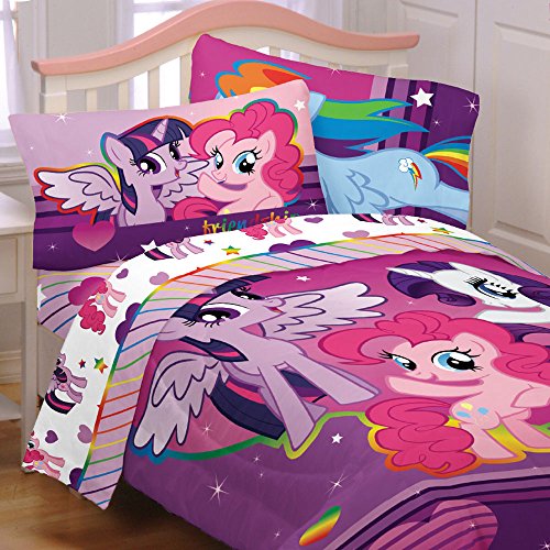 Buy My Little Pony 4pc Twin Comforter and Sheet Set Bedding Collection Purple Pink