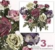 Three 17" Artificial Mandy Rose/Hydrangea Mixed Silk Flower Bushes