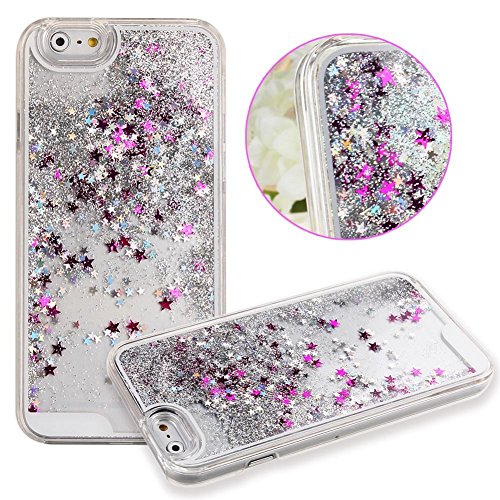 Cases For Iphone 5,Case For Iphone 5S ,Covers For Iphone 5S,Plastic Cases for iphone 5S,Hard Shell Case For Iphone 5 5S,UZZOâ„¢Creative Design 3D Dynamic Liquid Glitter Powder And Star Free Flowing Transparent Plastic Hard Back Case Cover For iPhone