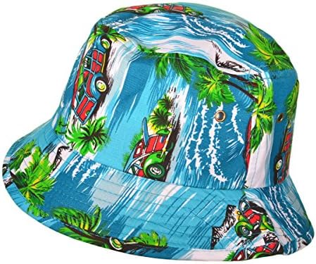 BK Caps Hawaii Bucket Hats Caps (Blue Size: M/L) - 3437