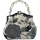 ILISHOP Women's Vintage Luxury Printing Beaded Women Handbag Evening Bag