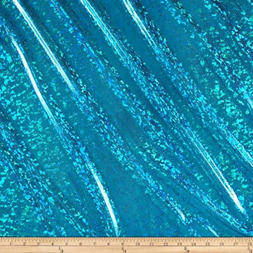 Spandex Knit w/ Hologram Foil Print Turquoise Fabric